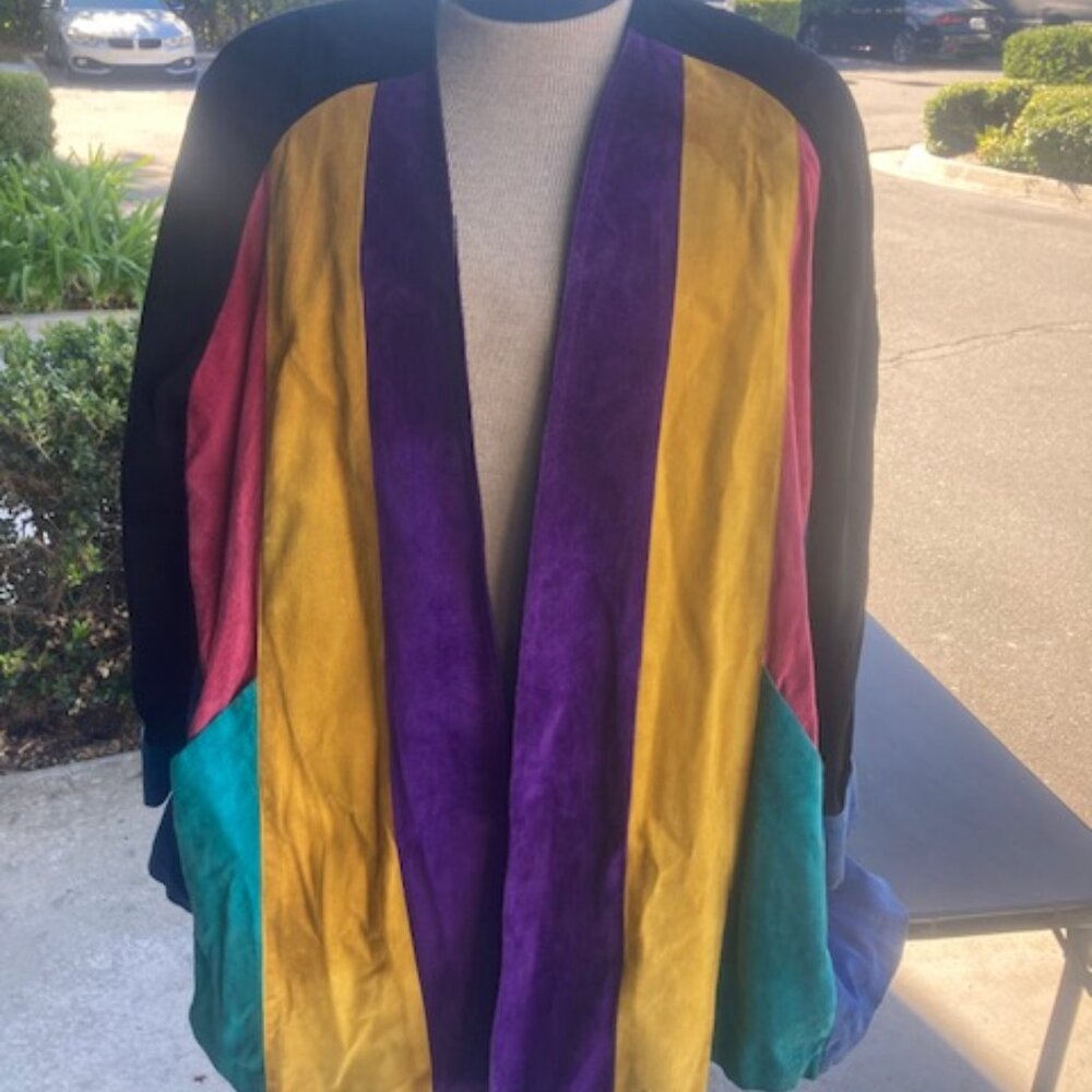Suede Color block Jacket, Large